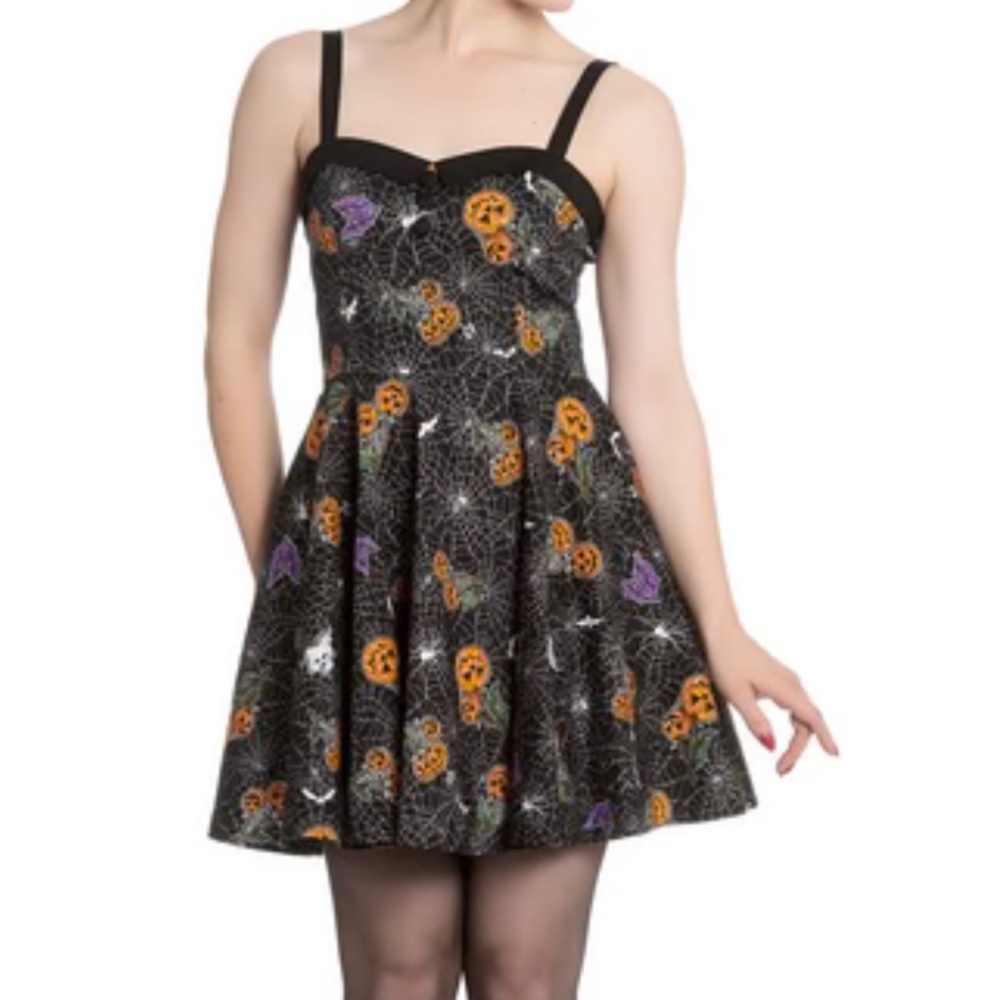 HELL BUNNY - Harlow Halloween Spiderwebs Pinup Mini Dress NWT